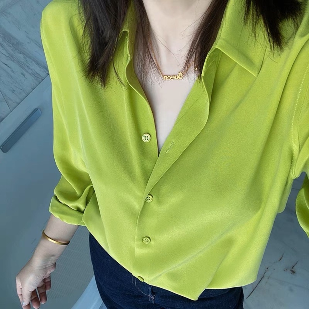 Green silk shirt